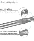 CoCud square nose end mill, 14 mm dia, 26 mm cutting length, 12 mm shank, 2 flutes, HSS-AL for aluminum, copper, plastic.