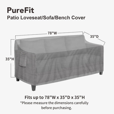 Outdoor Couch Cover For 3-Seater Sofa, Waterproof Patio Furniture Cover With Air Vent And Handles, Fits Up To 78W X 35D X 35H Inches, UV Resistant, Gray, covering a sofa