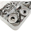 180 Piece 304 Stainless Steel Countersunk Finishing Cup Washer Set For DIY Pros And Gearheads Conical Gasket Shims Sizes 6, 8, 10 And 12 Silver Finish Hardware Essentials Kit in plastic tray
