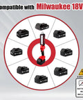 Cordless LED Work Light 2500 Lumens With Three Heads 2 Modes Milwaukee 18V Compatible No Battery Included Portable Inspection Light