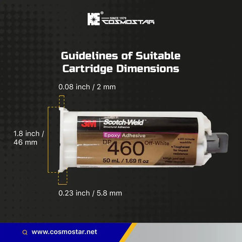Mixing And Dispensing Gun For 50ml Epoxy Cartridges With 1 To 1 Or 1 To 2 Ratios, Compatible With 3M Adhesive 04747 Cartridges.
