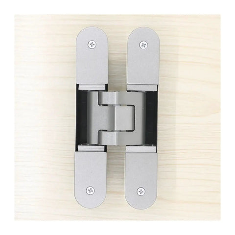 3D Concealed Adjustable Hinge Set Removable Hinges for Cabinets and Frameless Doors mounted on light wood surface