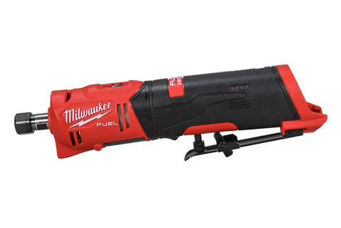 M12 FUEL 12V Straight Die Grinder Kit With Brushless 0.3 HP Motor, side view showing red and black handle design.
