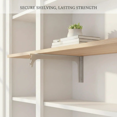 Built Tough L Shaped Shelf Bracket For Wall Mount Storage Two Point Eight Inch Stainless Steel supporting wooden shelf