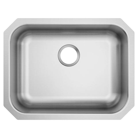 Undermount 23.5 Inch 20 Gauge Stainless Steel Kitchen Sink With Sound Shield Noise Reduction Single Bowl Rear Drain Durable Bar