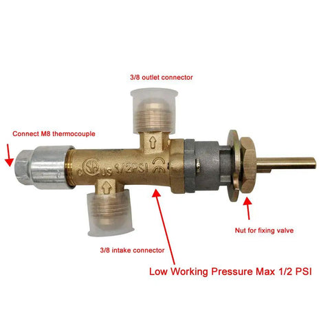 3/8 Inch Male Flare Propane Gas Fire Pit Main Control Valve With Flame Failure Safety And Low Pressure Thermoelectric Valve for Grills