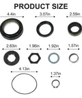 Ford Front Dana 50/60 Axle Seal Kit for 1998-2004 Ford Super Duty with sizes shown; includes seals, bearings, rings, washers.