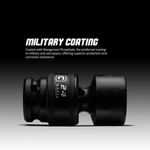 Fifteen Sixteenth Inch Universal Swivel Impact Socket For Half Inch Drive Six Point SAE Heavy Duty Chrome Moly Steel military coating