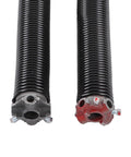 Heavy Duty Garage Door Spring Set Left Right Replacement Kit for Standard Homes And Shops, Robust Steel Torsion System For Secure Up And Down Motion, 218 Inch Long High Load Capacity. Black and red torsion springs with steel cones