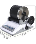 Rock Tumbler Kit With Ultra Quiet Electric Polisher For DIY Gem Crafting At Home, dimensions view with timing buttons