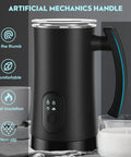 4 In 1 Electric Milk Frother For Coffee And Hot Chocolate Automatic Warm And Cold Foam Maker 11.8oz 350ml with ergonomic handle