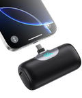 Mini Portable Charger For iPhone 17 16 15 Series And Android 5500mAh PD Fast Charging USB-C Power Bank connected to smartphone