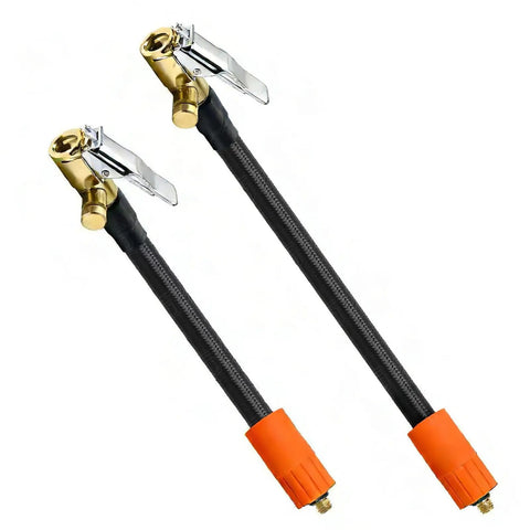 Hardcore Locking Air Chuck And Car Tire Inflator Hose Adapter With Adjustable Length and Built In Pressure Release Valve, twin pack.