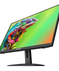 Side view of 24 Inch Gaming Monitor With 100Hz FreeSync Dope Visuals 2X HDMI 1X DisplayPort Built In Speakers Ready To Game On PC Or Console 1Ms Response Time Sleek Matte Black 2026 Model, displaying vibrant chameleon image on screen.