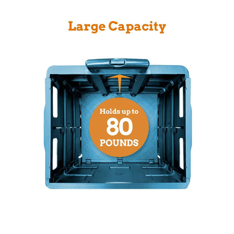 Ultra Slim Rolling Storage Cart With Telescopic Handle Collapsible Utility Cart showing interior capacity and large 80 lb load text