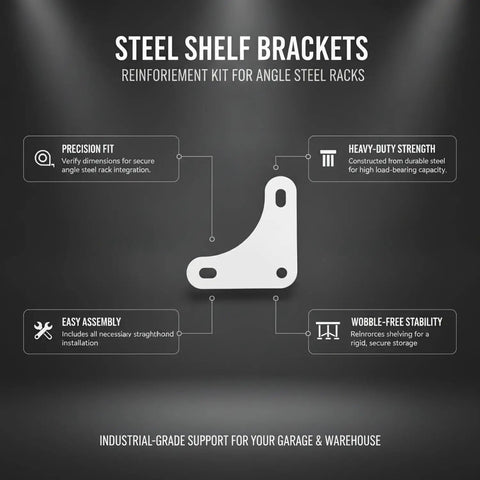 Solid White Steel Shelf Brackets for Garage and Warehouse Storage Built Tough for Standard Angle Profiles Securely Support Racks