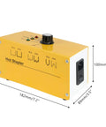 Yellow 110V Plastic Welder Kit With 3 Level Power, showing dimensions and power switch