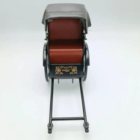 Heavy Duty Alloy Vintage Rickshaw Model With Old School Charm And Historical Precision Solid Metal Antique Tricycle Figurine for desk display.