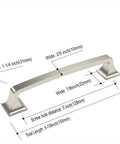 Brushed Satin Nickel 5 Inch Cabinet Pulls, 10 Pack with 128mm Hole Centers, Kitchen Cabinet Hardware, dimensions labeled.