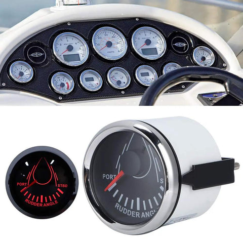 Universal Boat Rudder Angle Indicator With Beefy 0 to 190 Ohm Gauge Backlit Marine Display For Yachts And Boats IP67 Waterproof Rudder Sensor Pro Grade Performance 32V Systems Compatible, 52mm gauge