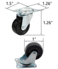Built Tough 8 Piece 1 Inch Swivel Caster Wheels Featuring Precision Ball Bearings And Quiet Rubber Tires For Heavy Duty Carts Furniture And Workshop Tables Smooth As Silk, 1 inch rubber wheels with metal brackets.