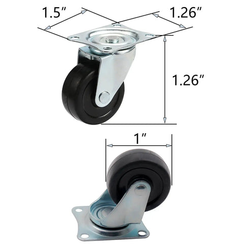 Built Tough 8 Piece 1 Inch Swivel Caster Wheels Featuring Precision Ball Bearings And Quiet Rubber Tires For Heavy Duty Carts Furniture And Workshop Tables Smooth As Silk, 1 inch rubber wheels with metal brackets.
