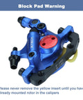 PETCHOR HB-100 line-pulling hydraulic disc brake calipers, blue, close-up, 2-piece MTB/e-bike set