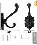Solid Build Vintage Black Wall Hooks Heavy Duty Coat And Towel Rack Four Pack showing ornate design with installation hardware included.