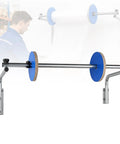 Kickass Wall Mount Bubble Wrap Dispenser With Hella Durable Foldable Steel Frame Adjusts 30 To 150Cm Rolls, showing mounted unit with blue end caps.