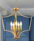 Five Light Gold Pendant Chandelier For Dining Room Living Room Bedroom And Kitchen Island With Modern Style And Vintage Gold Finish
