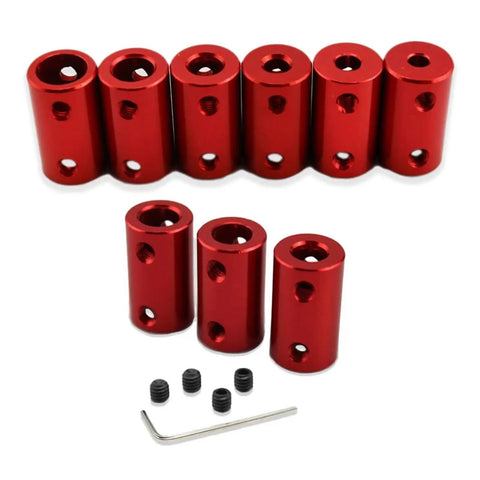 Sturdy Shaft Coupling For CNC Stepper Motors Connect 4-7Mm Shafts With Locking Wire And Aluminum Alloy Build Pack Of Three Units. Red aluminum couplings.