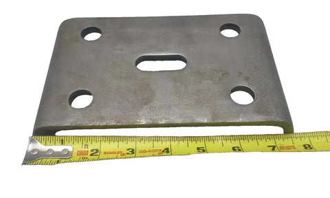Beefy U-Bolt Kit For Trailer Axles Five Eighths Inch By Four Inch By Eight And A Half Inch With Tie Plates And Nuts, Easy Install For Securing Axles To Two Inch Wide Leaf Springs, steel tie plate with slotted center hole