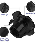 5/16-18 Tee Nuts Four Pronged Black Zinc Plated Steel For Wood And Furniture Projects, close-up showing deep thread detail