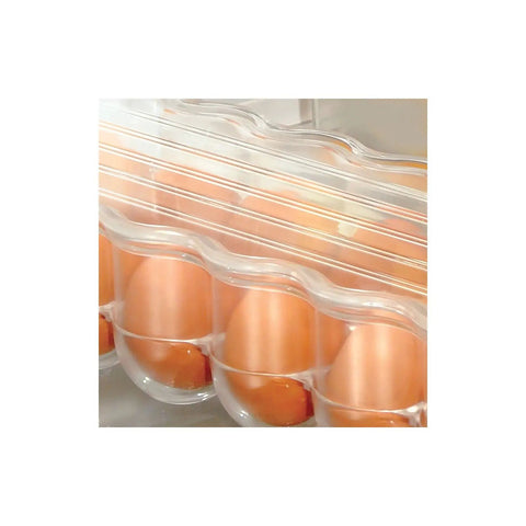 Stackable Clear Egg Organizer With Lid And Handle Fridge 12-Egg Tray Storage Bin For Fresh Easy Access And Neat Fridge Organization For Versatile Kitchen Storage Keeps Eggs Fresh Longer BPA-Free Plastic Transparent See-Through Design