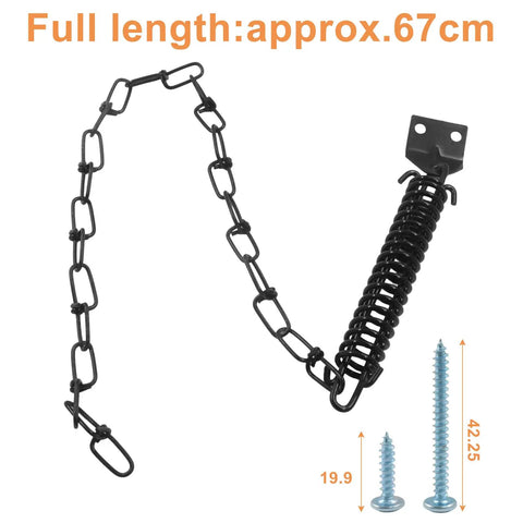 Storm Door Protector Chain And Spring Black For Windy Weather Tough As Nails Shield That Absorbs Sudden Door Slams Prevents Screen And Frame Damage Easy Install Durable Spring Loaded Chain For Exterior Doors, 67cm