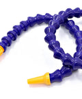 Heavy Duty Flexible Coolant Hose For Machine Shops Straight Up Rock Solid Water And Oil Delivery Tube With Swivel Threaded Ends, purple flexible tubing with orange ends.