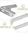 Close-up of Stainless Steel Angle Brackets 4 Piece Set For Beams And Cabinets Silver Corner Braces Providing Strong Support