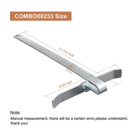 Slick Circular Saw Rip Fence Guide Replacement Compatible With Dewalt Models DCS570B DCS570P1 DCS575T2AR shown with precise measurements.