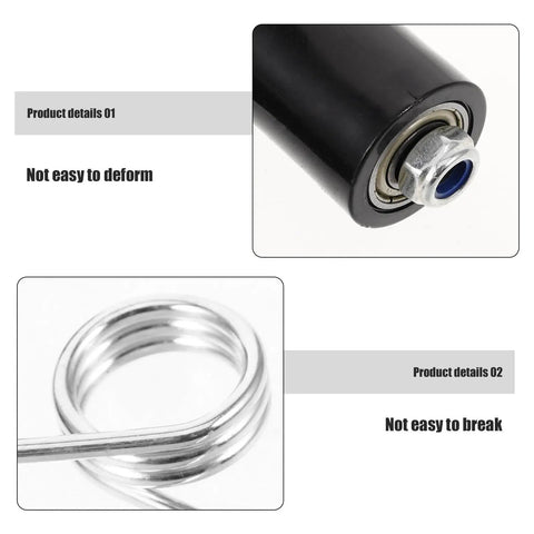 Heavy Duty Motorcycle Chain Tensioner Kit With Plastic And Iron Guide Roller 10mm Bore Fits Atv Dirt Bikes To Tighten The Chain Securely Stop Jumping And Keep Your Ride Stable On Any Trail Without Breaking A Sweat, black roller and metal spring detail