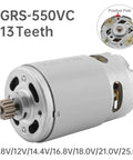 Rs550 High Speed Dc Motor Featuring 13 Steel Teeth for 10.8 to 25 Volt use in robotics and DIY projects.
