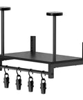 Solid Wood and Metal Motorcycle Helmet Holder Wall Mount with Four Glove Clips, Gear Rack Organizer for Entryway or Garage, Heavy Duty Helmet Storage Rack in Black - black rack with hooks and clips.
