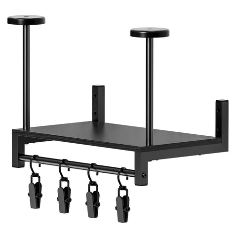 Solid Wood and Metal Motorcycle Helmet Holder Wall Mount with Four Glove Clips, Gear Rack Organizer for Entryway or Garage, Heavy Duty Helmet Storage Rack in Black - black rack with hooks and clips.