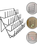 Hella Durable Wall Mount Display Rack Two Pack Iron Hanging Storage Organizer For Mugs Glasses And Home Decor Space Saving Black Rack angled view with multiple tiers