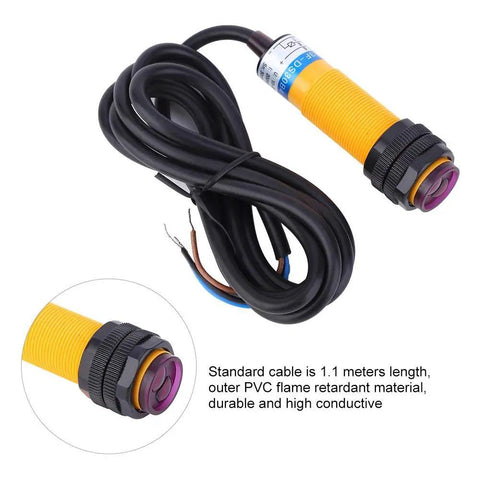 10 Pack Reflex Photoelectric Sensor For Diffuse Reflection, 200mA DC Three Wire PNP Output, 1.1m cable, close-up view