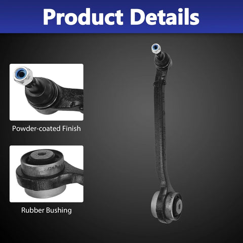 Beefed-Up Front Lower Control Arm With Ball Joint Suspension Kit For 2011 Through 2019 Dodge Charger Challenger And Chrysler 300 Replacement Front Suspension Arm With OE Fit Durable Construction Easy Install And Smooth Steering, shown with rubber bushing and powder-coated finish.