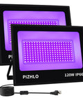 2 Pack 120W LED Black Light Flood Light With Plug And Switch IP66 Waterproof Outdoor Spotlight For Dance Parties Neon Glow Posters