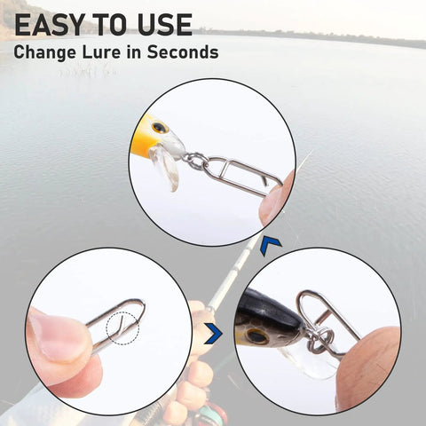 Power Speed Clips for Fishing High Strength Stainless Steel Quick Change Lure Connectors in use with crankbait.