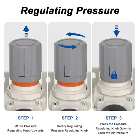 Regulating pressure steps for Heavy Duty 3/4 Inch NPT Air Compressor Filter Regulator Lubricator FRL Combo