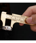 Solid Brass Digital Caliper High-Precision Mini Tool for DIY measuring a ring size with clear inch and meter scales.