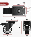 HOLKIE 3-inch heavy-duty swivel caster with safety brake, set of 4, black frame and gray wheels
